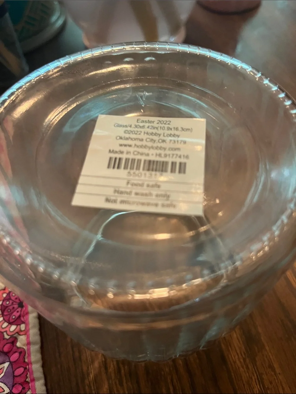 Hobby Lobby Clear Ribbed Glass Jar with Bunny Lid gently used